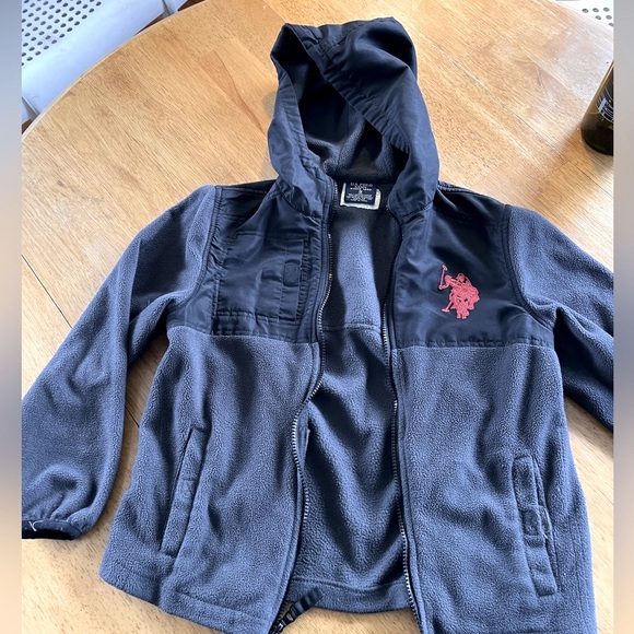U.S. Polo Assn. Other - U.S. Polo Assn Boys Hooded Fleece Jacket Charcoal Black Full Zip Size S